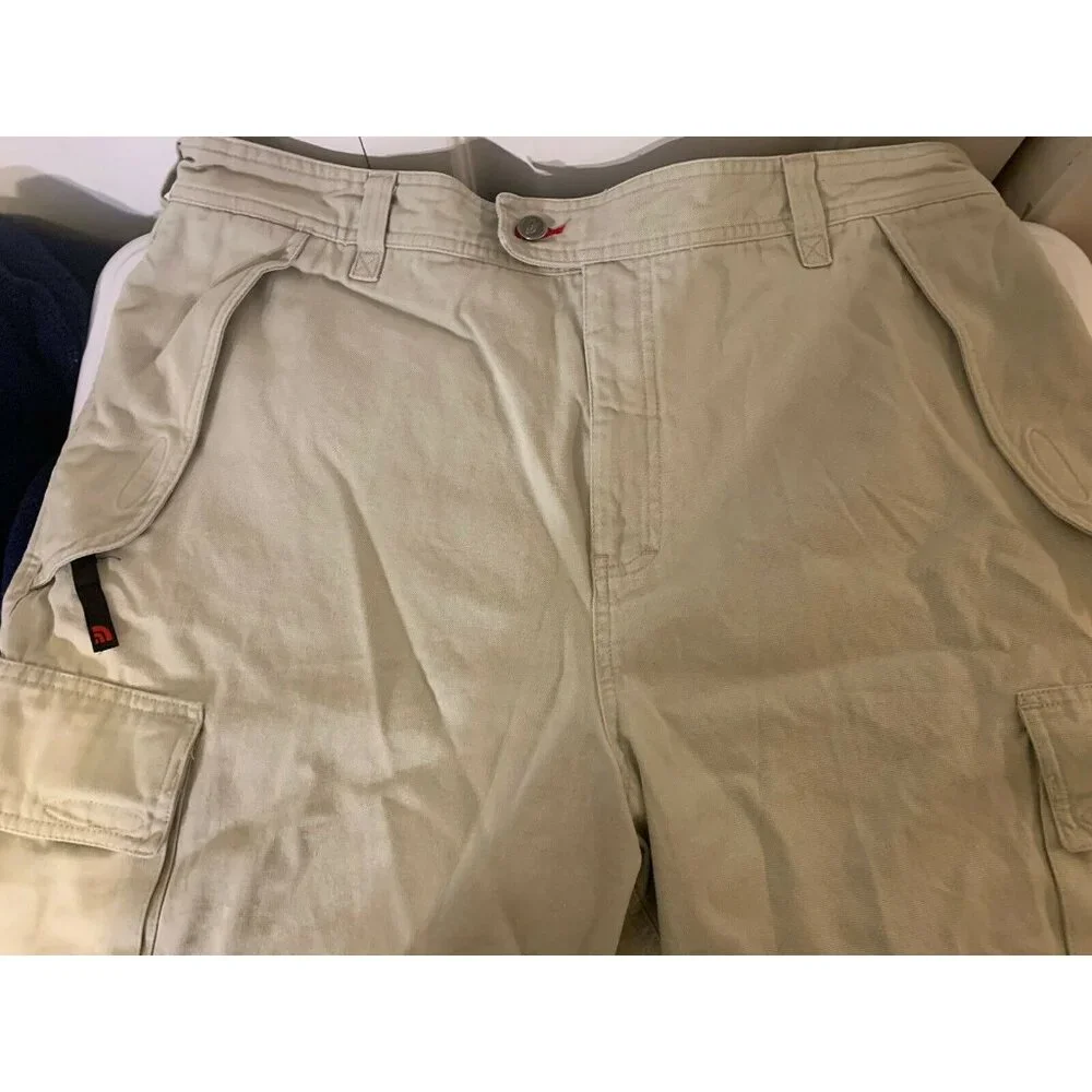 Vintage The North Face Cargo Shorts Men’s Sz‎ 38 Cotton Beige Solid Heavy Hiking